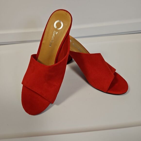 Red Faux Suede Sandals sz 8 - Picture 6 of 7